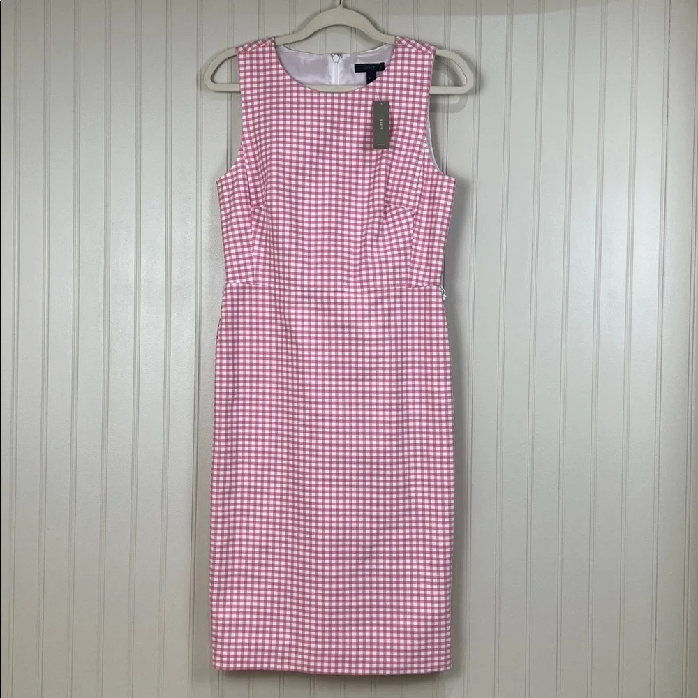 NWT J Crew Gingham Check Pink Sheath Dress Size 6T